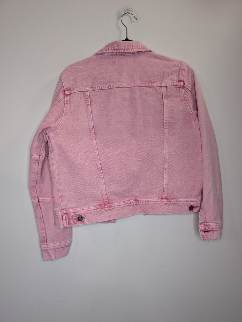 Veveret Pink Denim Jacket | Cropped Cotton Trucker Jacket Size M - Picture 6 of 6